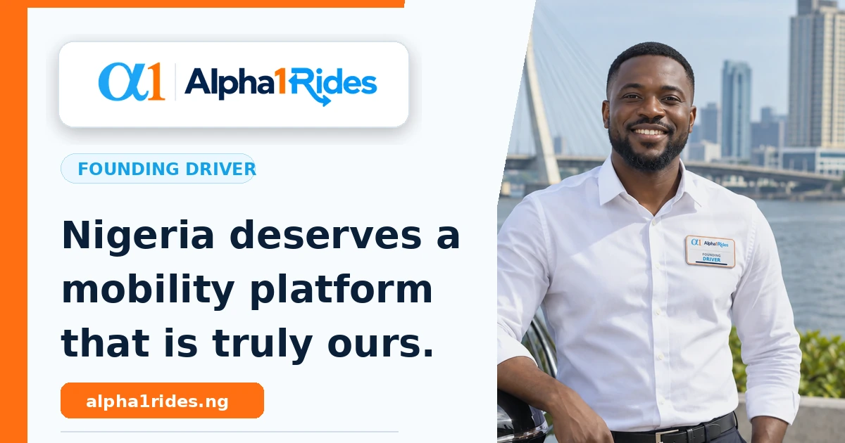 Alpha1Rides Founding Driver social share graphic